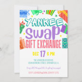 カラフルなプレゼント交換パーティー 招待状 (正面)