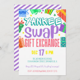 カラフルなプレゼント交換パーティー 招待状