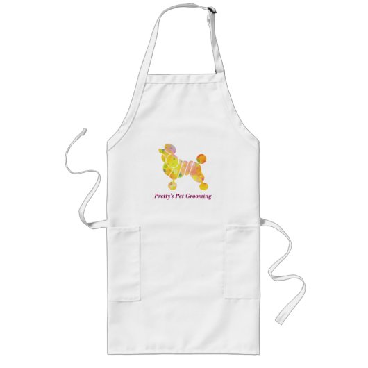 カラフルなプードルペットグルーミングサービス ロングエプロン (正面)