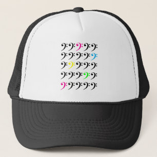カラフルなヘ音記号グリッドパターン鮮やかなアクセント キャップ