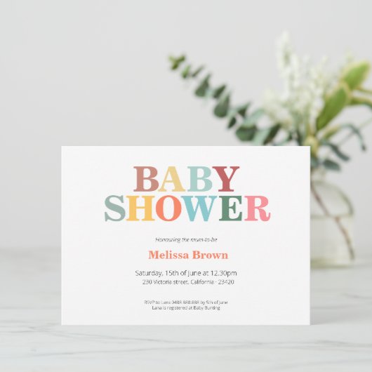カラフルなベビーシャワーの招待状 招待状 (スタンド正面)