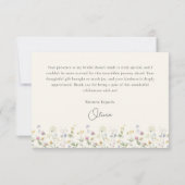 カラフルなベージュのワイルドフラワー ブライダルシャワー サンキューカード (裏面)