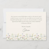 カラフルなベージュのワイルドフラワー ブライダルシャワー サンキューカード (裏面)