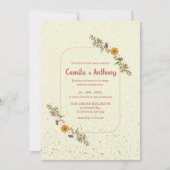 カラフルなベージュの赤いコーナー ワイルドフラワー ボヘミアンワイルドスタイル 招待状 (正面)