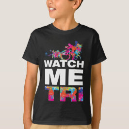 カラフルなペイントでインスピレーションを与えるトライアスロンの子供服 Tシャツ
