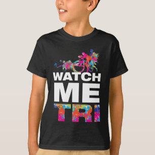 カラフルなペイントでインスピレーションを与えるトライアスロンの子供服 Tシャツ