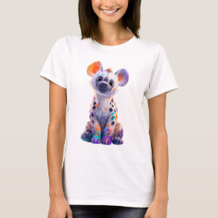 カラフルなペイントの赤ちゃんハイエナのイラスト 女性 Tシャツ