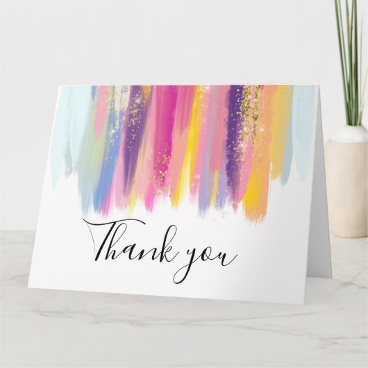 カラフルなペイントストローク サンキューカード (正面)