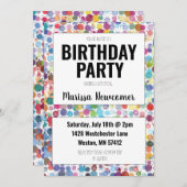 カラフルなペイントドット　ティーンの誕生日パーティー招待状 招待状 (正面/裏面)