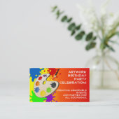 カラフルなペイントパレットアートペイント 誕生日パーティー 名刺 (スタンド正面)