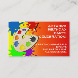 カラフルなペイントパレットアートペイント 誕生日パーティー 名刺