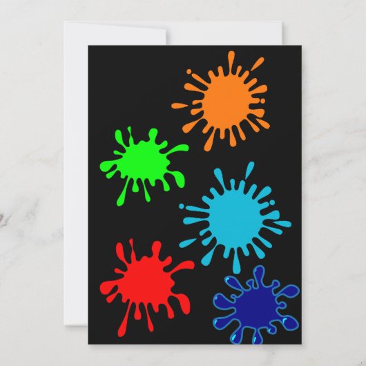 カラフルなペイントボールの誕生日のパーティの招待状 招待状 (裏面)