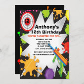 カラフルなペイントボールの誕生日のパーティの招待状 招待状 (正面/裏面)