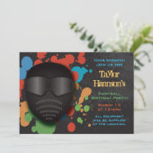 カラフルなペイントボール誕生日パーティーの招待状 招待状 (スタンド正面)