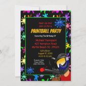 カラフルなペイントボール誕生日パーティーの招待状 招待状 (正面)