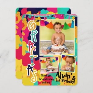 カラフルなペンキのフェスタGraciasは写真感謝していしています 招待状