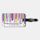 カラフルなペンキの点滴注入の抽象芸術のモノグラム ラゲッジタグ (裏面横)