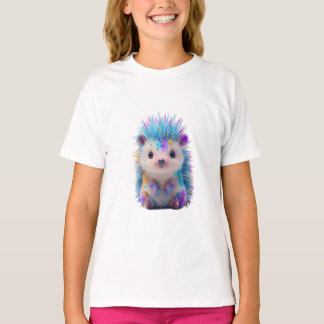 カラフルなペンキの飛沫ハリネズミの子供たち Tシャツ