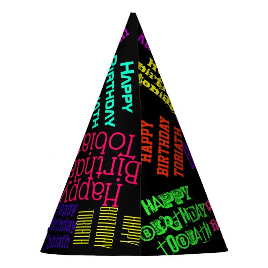 カラフルなペンキまたは粘着物のパーソナライズな誕生日 パーティーハット (裏面)