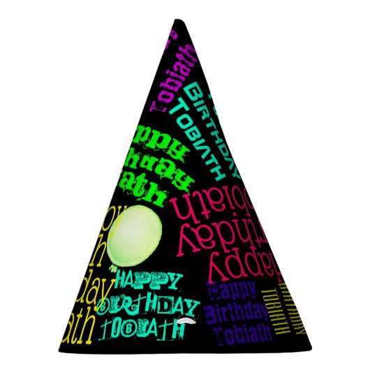 カラフルなペンキまたは粘着物のパーソナライズな誕生日 パーティーハット (右)