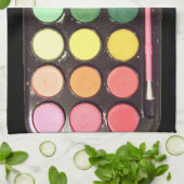 カラフルなペンキ箱の虹 キッチンタオル (折り畳み)