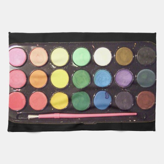 カラフルなペンキ箱の虹 キッチンタオル (横)