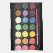 カラフルなペンキ箱の虹 キッチンタオル (縦)