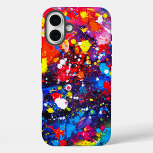 カラフルなペンキ飛沫キャンバスアート iPhone 16 PLUSケース