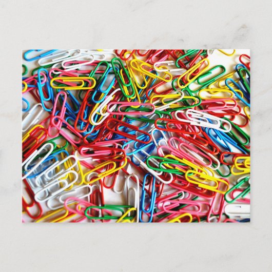 カラフルなペーパークリップ オフィス用品 ギフト ポストカード (正面)