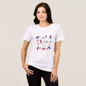 カラフルなホタルの抽象画 トライブレンドTシャツ (正面全面)
