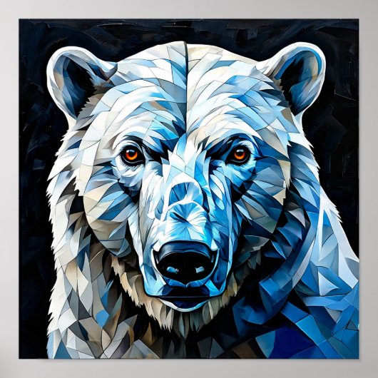 カラフルなホッキョクグマのモザイク・アート 🌟🐻❄️🎨 ポスター (正面)