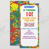 カラフルなホットメス ブラスト マルチカラー スプラッシュ レインボー 招待状 (正面/裏面)