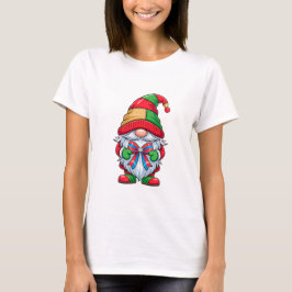カラフルなホリデーカラーのリボンを付けたクリスマスノーム Tシャツ
