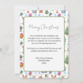 カラフルなホリデー フォト カード フェスティブ パターン付き (裏面)