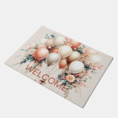 カラフルなホワイトピーチの花の風船 エレガントパーティー ドアマット (アングル)