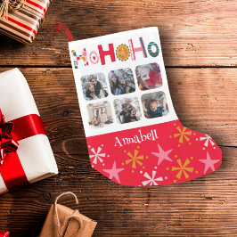 カラフルなホ・ホ・ホ 6枚の写真のクリスマス スモールクリスマスストッキング