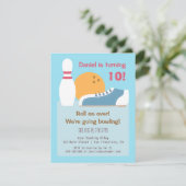 カラフルなボウリングの誕生日パーティー招待状 招待状 (スタンド正面)