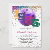 カラフルなボウリング 1985 40歳の誕生日パーティー オーダーメイド 招待状 (正面)