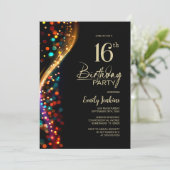 カラフルなボケ 16歳の誕生日パーティー 招待状 (スタンド正面)