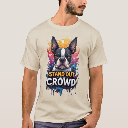 カラフルなボストンテリア Tシャツ (正面)