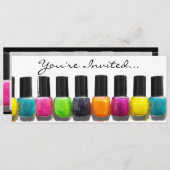 カラフルなボトル、ネイルサロンのスパのマニキュアのパーティー 招待状 (正面/裏面)