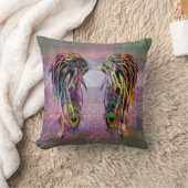 カラフルなボヘミアの孔雀の羽の天使の翼 クッション (ブランケット)