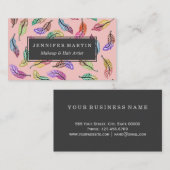 カラフルなボヘミアの水彩画はパターンに羽をつけます 名刺 (正面/裏面)