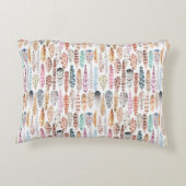 カラフルなボヘミアの種族の水彩画の羽 アクセントクッション (裏面)