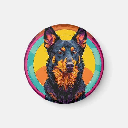 カラフルなボースロン犬のイラスト 🐾🎨✨ マグネット (正面)
