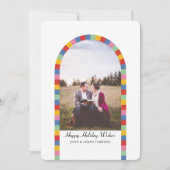 カラフルなボーダーアーチの写真　クリスマスの休暇 シーズンカード (正面)