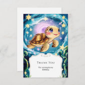 カラフルなボーホー水中カメの誕生日 サンキューカード (正面/裏面)