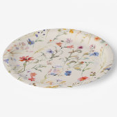 カラフルなボーホー水彩の野生の花 ペーパープレート (アングル)