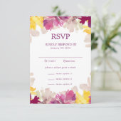 カラフルなボーホー フラワー サマー スプリング ウェディング 出欠カード (スタンド正面)