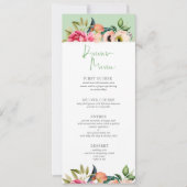 カラフルなボーホー フラワー ボーダー ディナー メニュー タイポグラフィー 招待状 (正面)